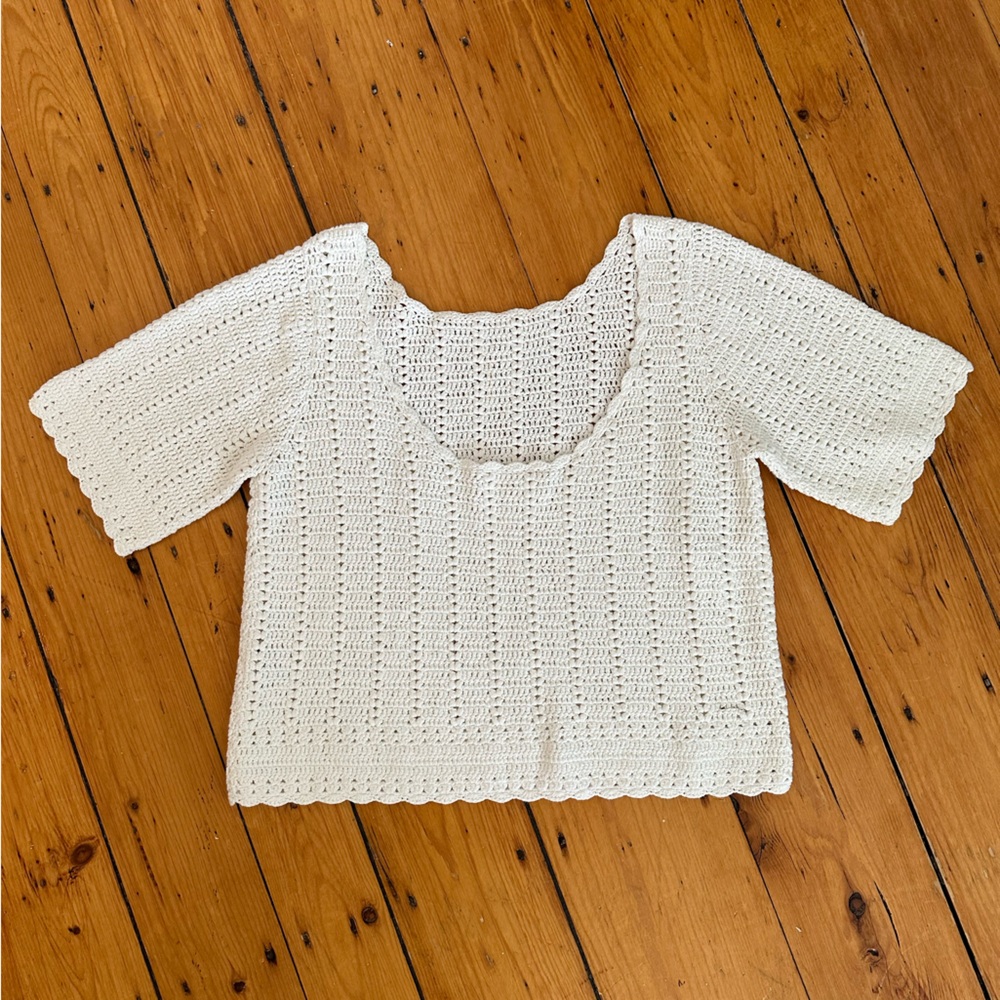 Sezane crochet cotton top size large
